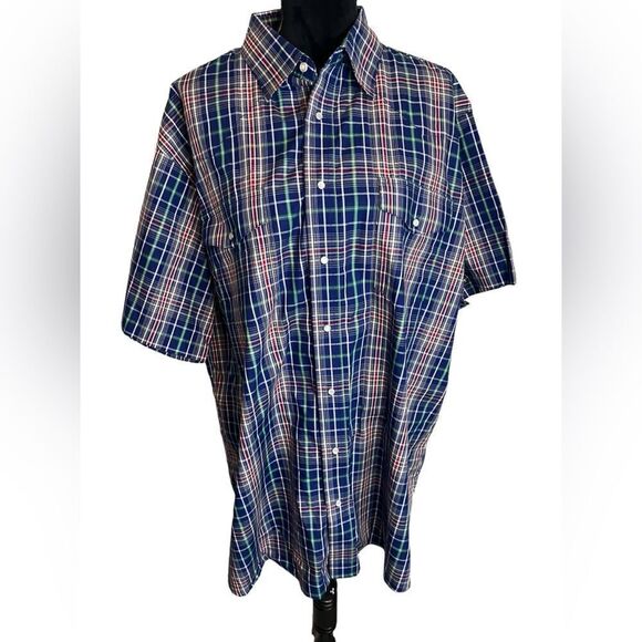 NWT WRANGLER MENS 2XL PLAID BUTTON UP SHIRT SHORT SLEEVE PEARL BUTTONS - Picture 11 of 11